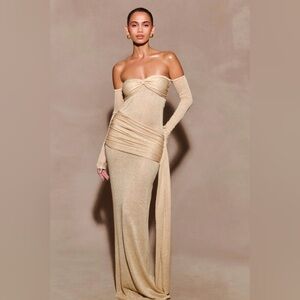 Ingrid Metallic Knit Maxi Dress - Bronze